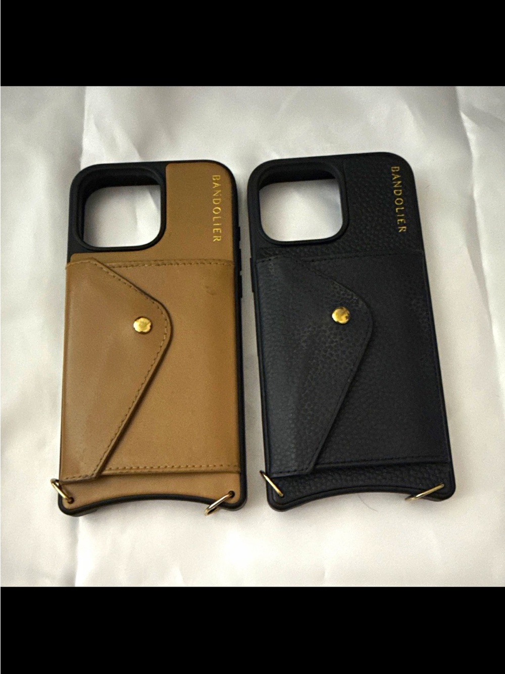 2 Bandolier Two-Tone Leather Phone Case in Tan & Black IPhone 16 Pro Max